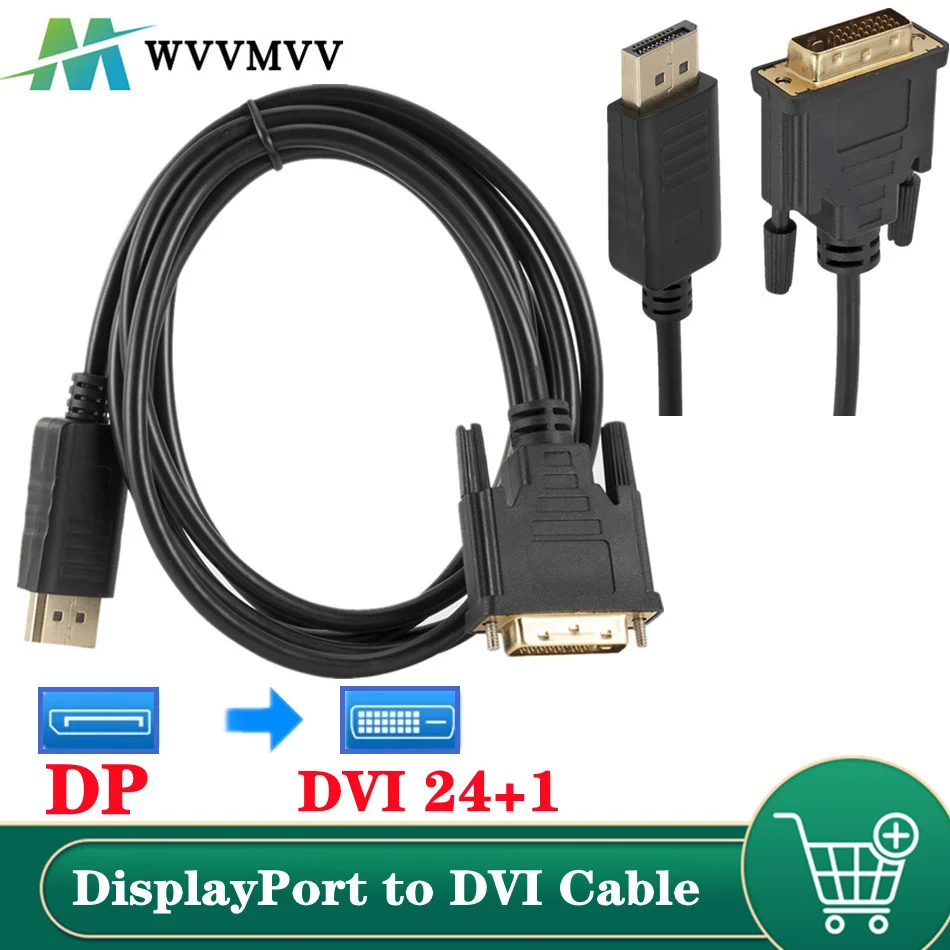 1 шт., профессиональный кабель-переходник с DP на DVI, 1,8 м