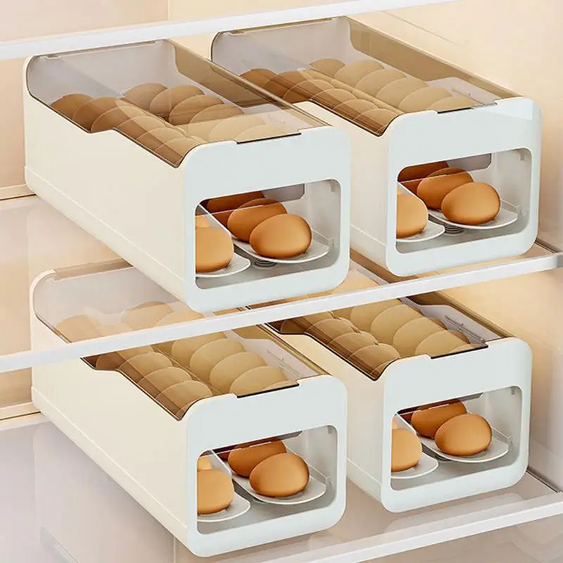 

Auto Rolling Refrigerator Container Egg Holder Tray For Countertop Cabinet Space Saving Egg Dispense Automatic Scrolling Rack