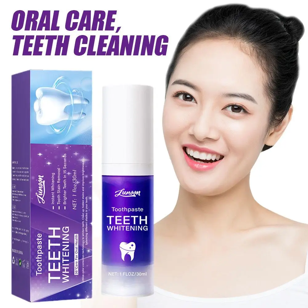 

V34 Pro Purple Corrector Teeth Whitening Toothpaste Plaque Reduce Easy Oral Clean Stain Enamel Care Yellowing Smile Removal D8y7
