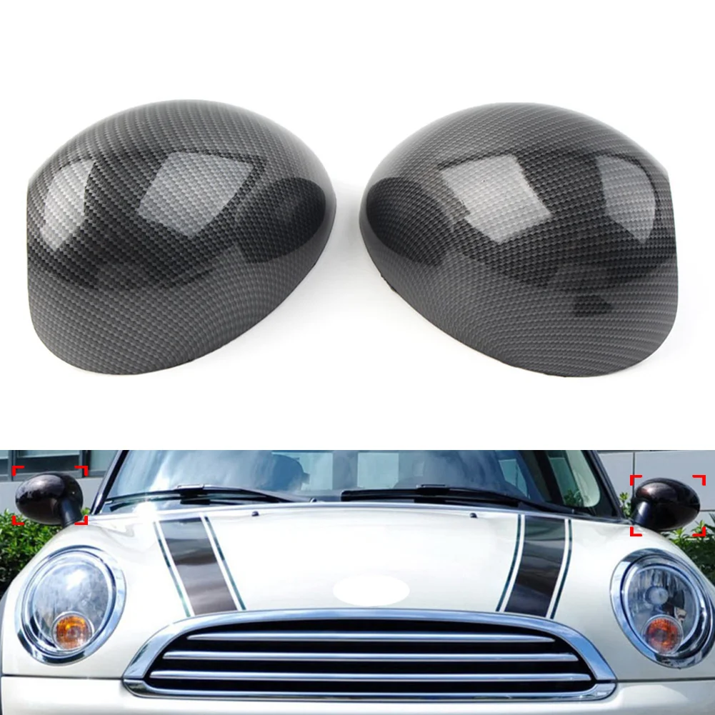 

1 Pair Carbon Fiber Look Car Door Wing Mirror Cover Shell For Mini R55 R56 R57 R58 R59 R60 R61