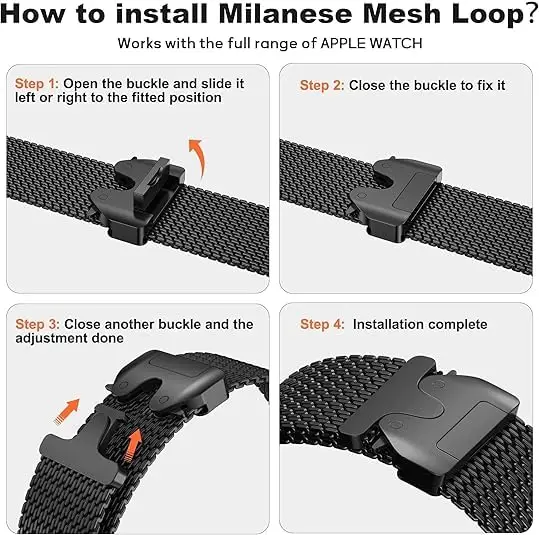 Stainless Steel No-Gap Metal Loop Watch Band Bracelet