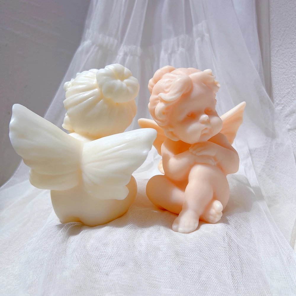 

Cute Girl Angel Candle Mold Cupid Cherub Gift Candle Silicone Molds Cherub Baby Shower Home Decor