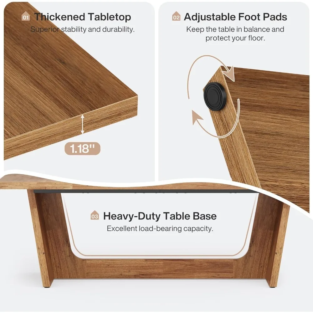 70.87-Inch Dining Room Table: Wood Large Dining Table for 6-8 People, Rectangular Farmhouse Kitchen Table with Solid 6