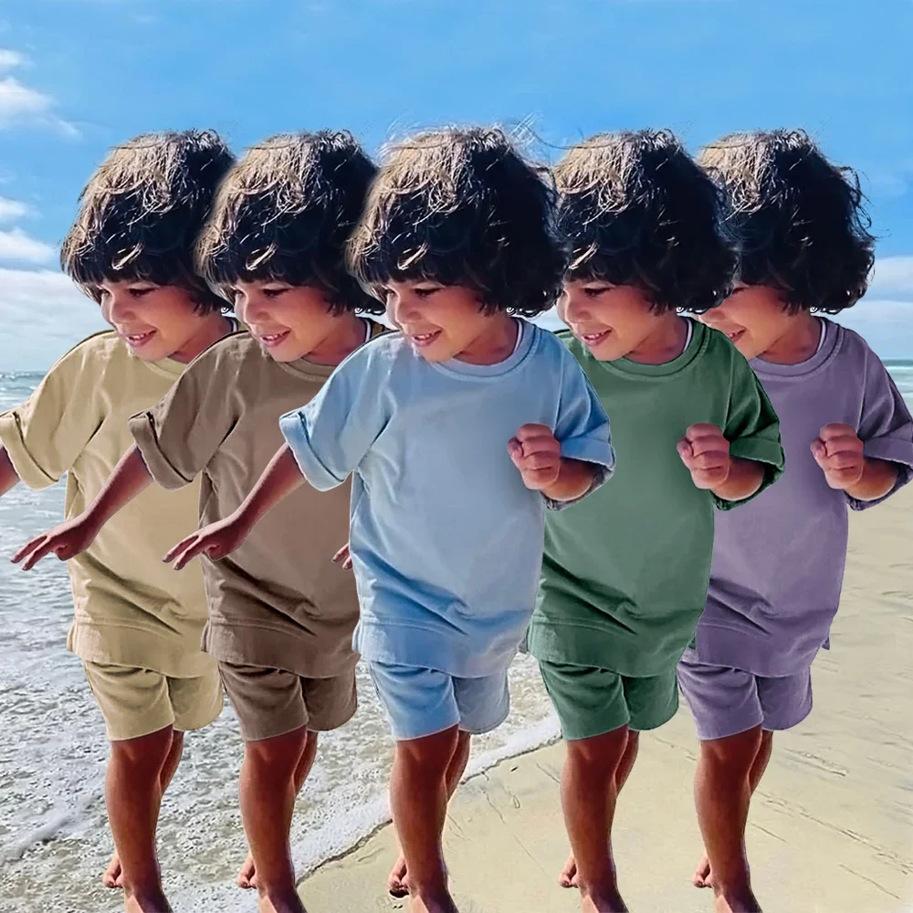 Kids Baby Boys Girls Summer Clothes Toddler Personalized Crewneck Tee + Shorts Children Outfits