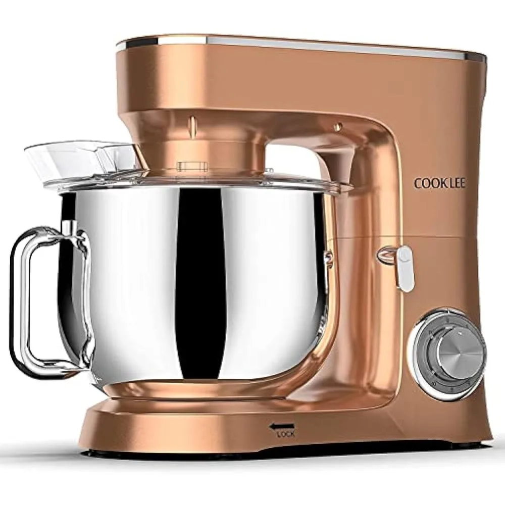 COOKLEE Stand Mixer, 9.5 Qt. 660W 10-Speed Electric Kitchen Mixer with Dishwasher-Safe Dough Hooks, Flat Beaters, Wire Whip