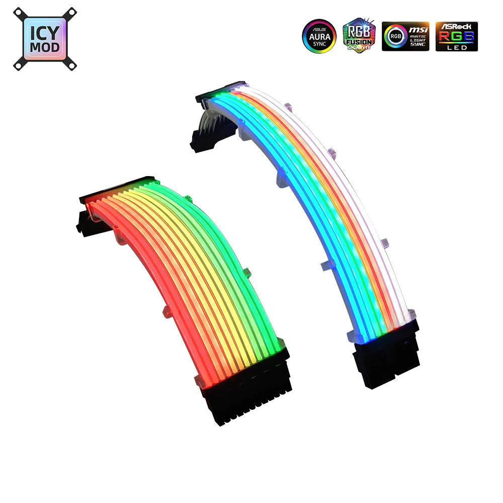 RGB 24PIN Motheboard Extension Wire ARGB GPU Cable 8PIN Lighting Rainbow Neon Strimer VGA Extender Hub PC MOD | Компьютеры и офис