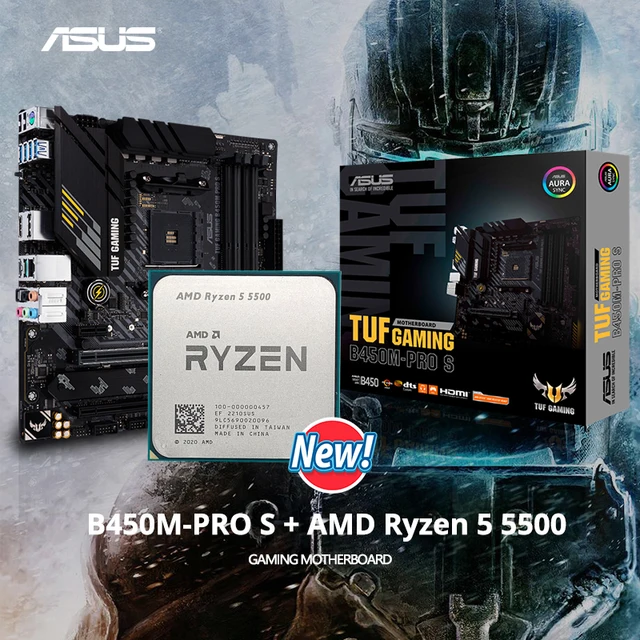 NEW AMD Ryzen 5 5500 R5 5500 ASUS TUF GAMING B450M PRO S Set Kit Ryzen