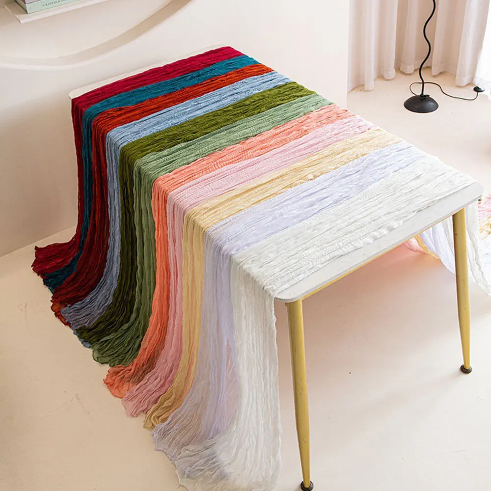 

5Pcs Multiple Colors Wedding Gauze Table Runner 33 X 70.8 Inch Boho Cheese Cloth For Halloween Christmas Party Table Cover Decor