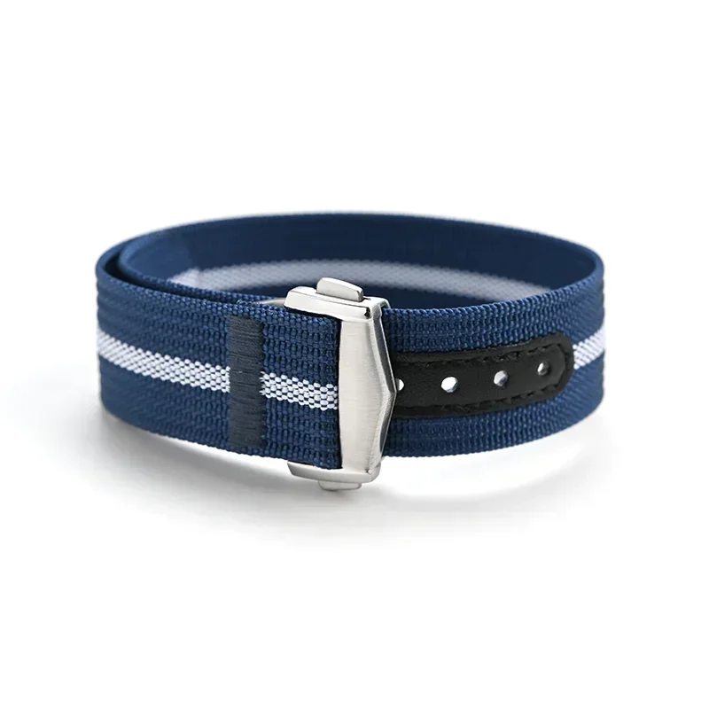 Versatile Ribbed Nylon Waterproof Watch Strap with Folding Buckle - Sporty & Stylish
