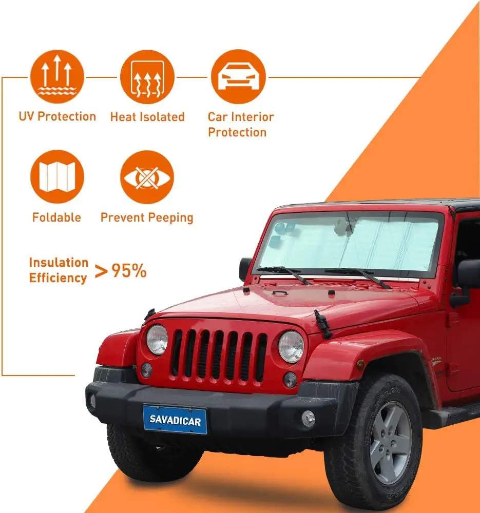 Savadicar Parasol para parabrisas con protección UV para Jeep Wrangler