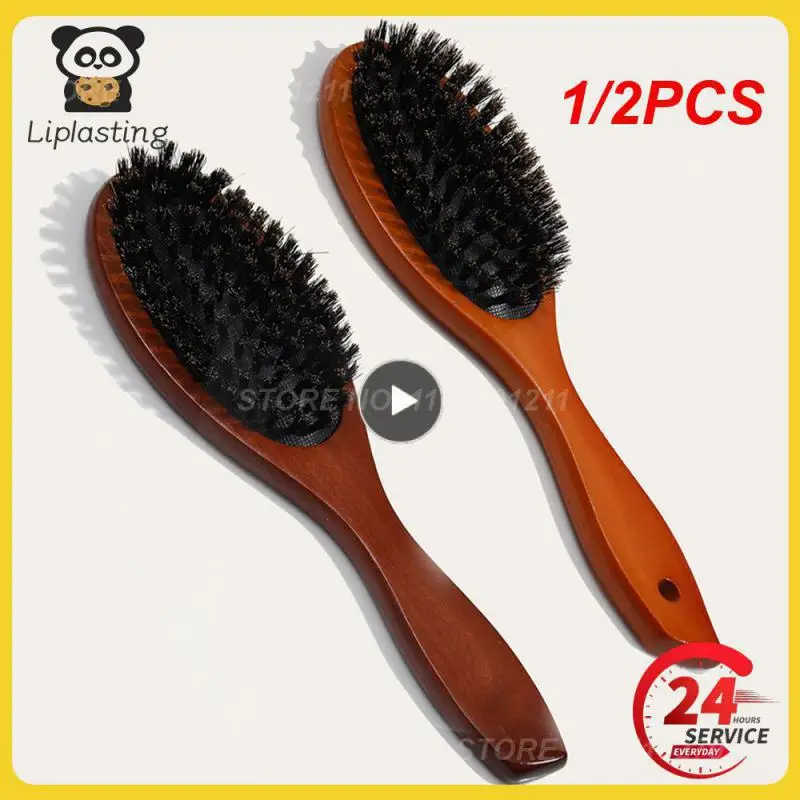 

1/2PCS Natural Boar Bristle Hairbrush Massage Comb Anti-static Hair Scalp Paddle Brush Beech Wooden Handle Hair Brush Comb
