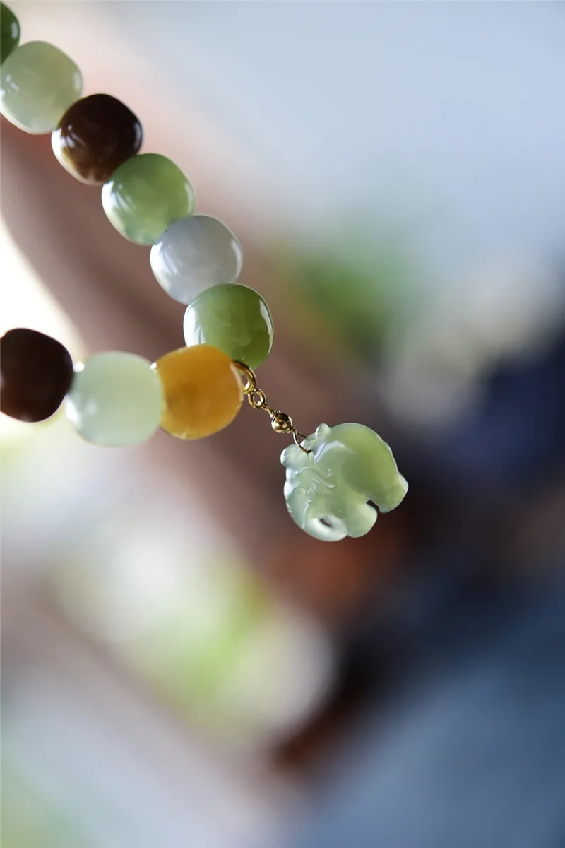 Mehrfarbiges Armband für Herren und Damen, Schmuck, Geburtstag, Weihnachten, Geschenk, hochwertiges Hetian-Jade-Armband, 9 x 10 mm – Detail 8
