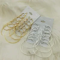 6Pairs Hoop Earrings Set Big Circle Earrings Jewelry for Women Girls Ear Clip Punk Style Earrings Fashion Jewelry Accessories - Image 3