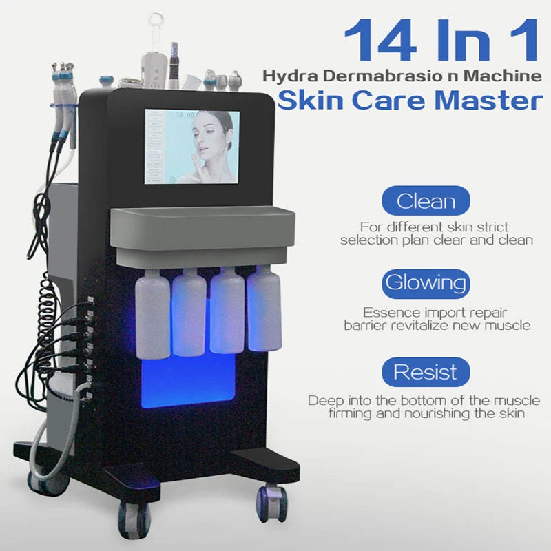 

14 In 1 Diamond Peeling Hydro Microdermabrasion Oxygen Jet Aqua Face Cleaning Skin Rejuvenation Wrinkle Removal Facial Machine