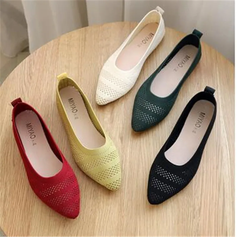 

Shoes women 2023 Fashion Slip On Mesh Loafers Breathable Stretch Ballet Shallow Flats Women Soft Bottom Pointed Toe Boat Shoes