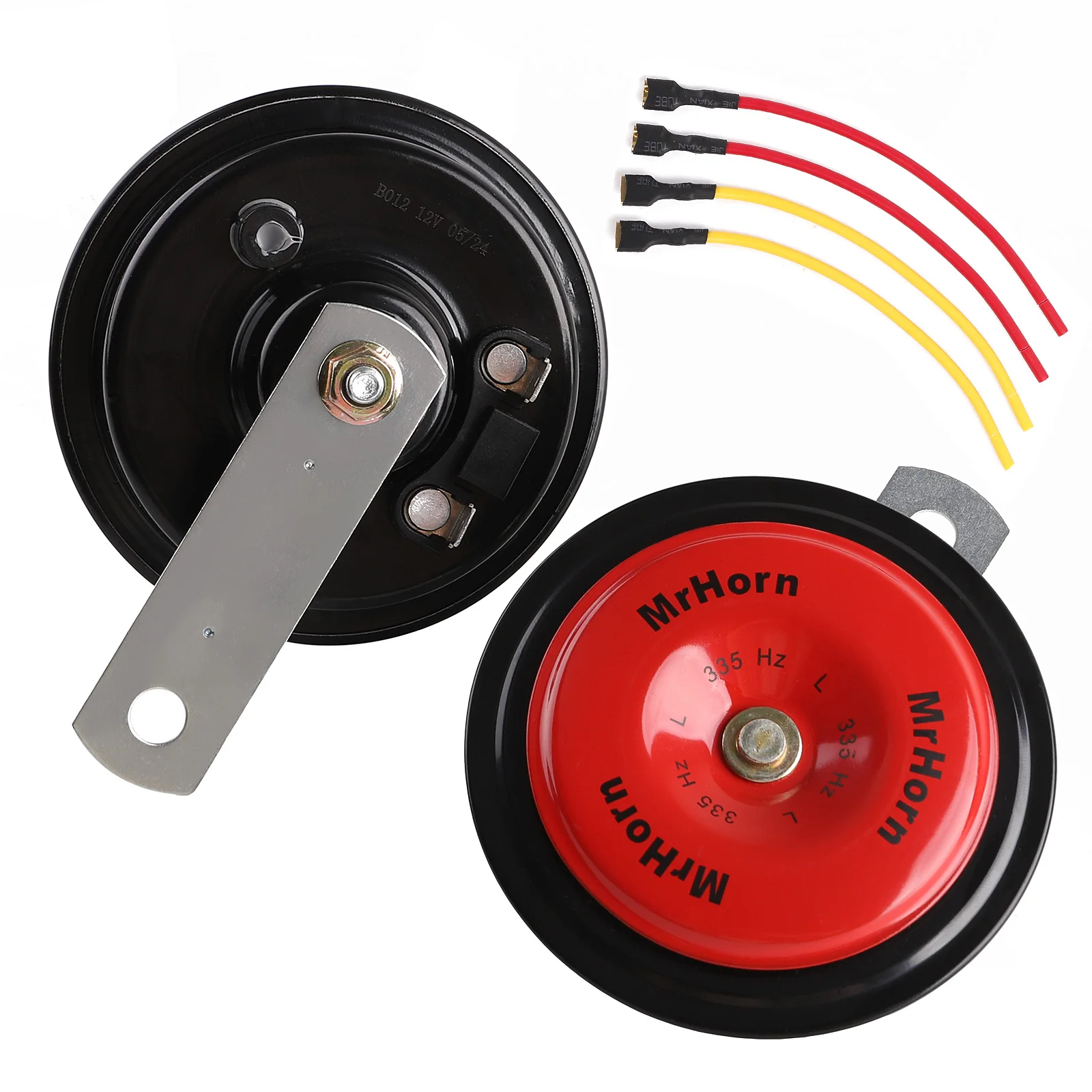 Car Horn 12V Electric Disc Metal Horn Waterproof Super Loud High Low Dual Tone Fit Motorcycle Vehicles Truck with Bracket