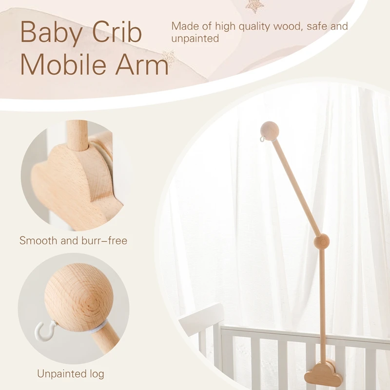 Wooden Mobile Bracket 0-12 Months Toy Crib Bell Floor Stand Newborn Crib Bell Hanging Stand Baby Crib Bell Stand Baby Rattle Toy