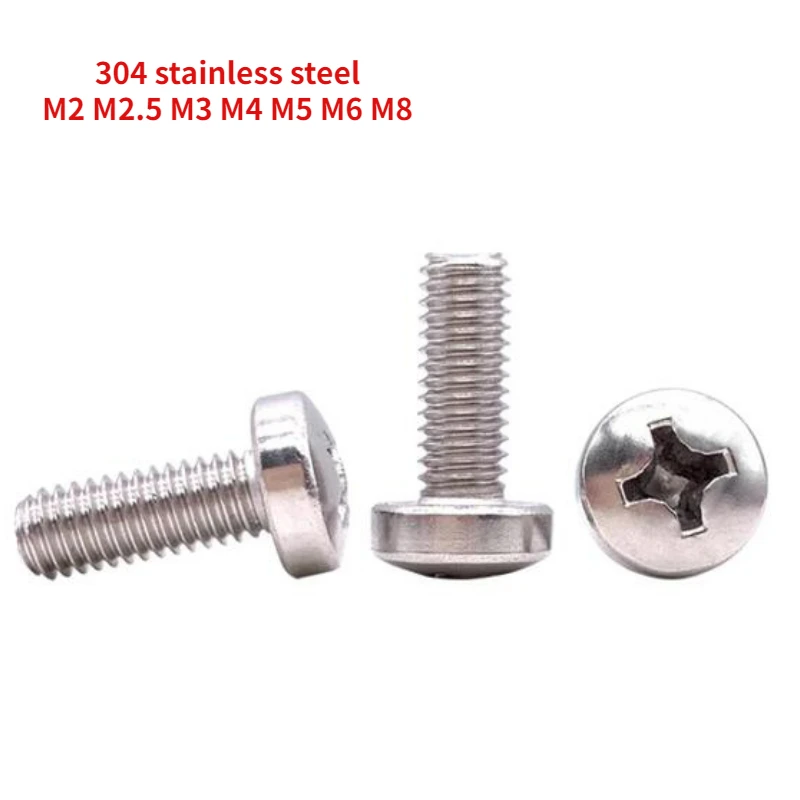 

2-100pcs 304 Stainless Steel DIN7985HP Cross Spherical Cylindrical Head Precision Screw Machine Screw M2 M2.5 M3 M4 M5 M6 M8