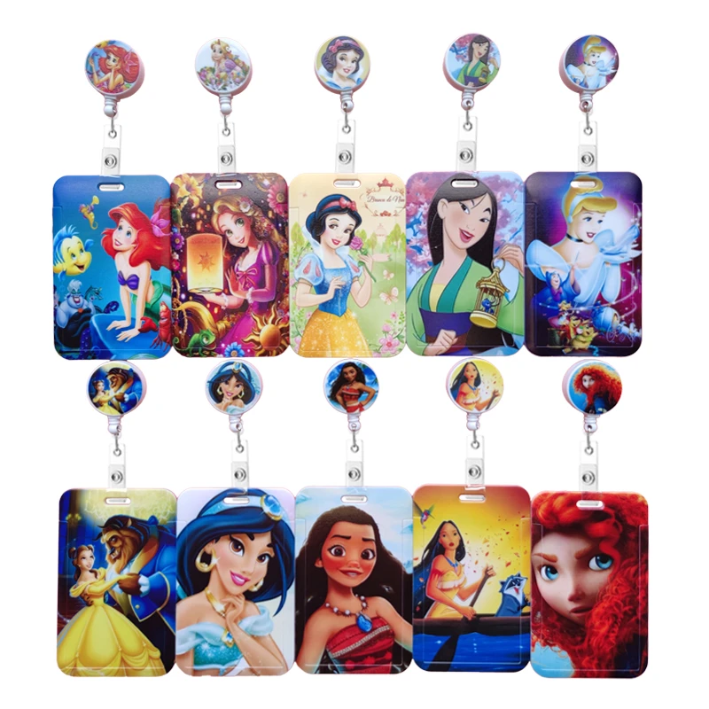 Disney Princess Retractable Buckle Card Holder Business Badge Card Case