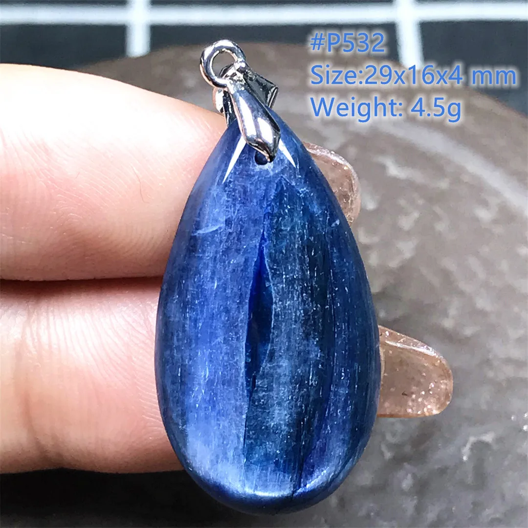 LiZiFang Genuine Blue Natural Kyanite Gemstone Necklaces Fashion Crystal Pendant 30x19x5mm
