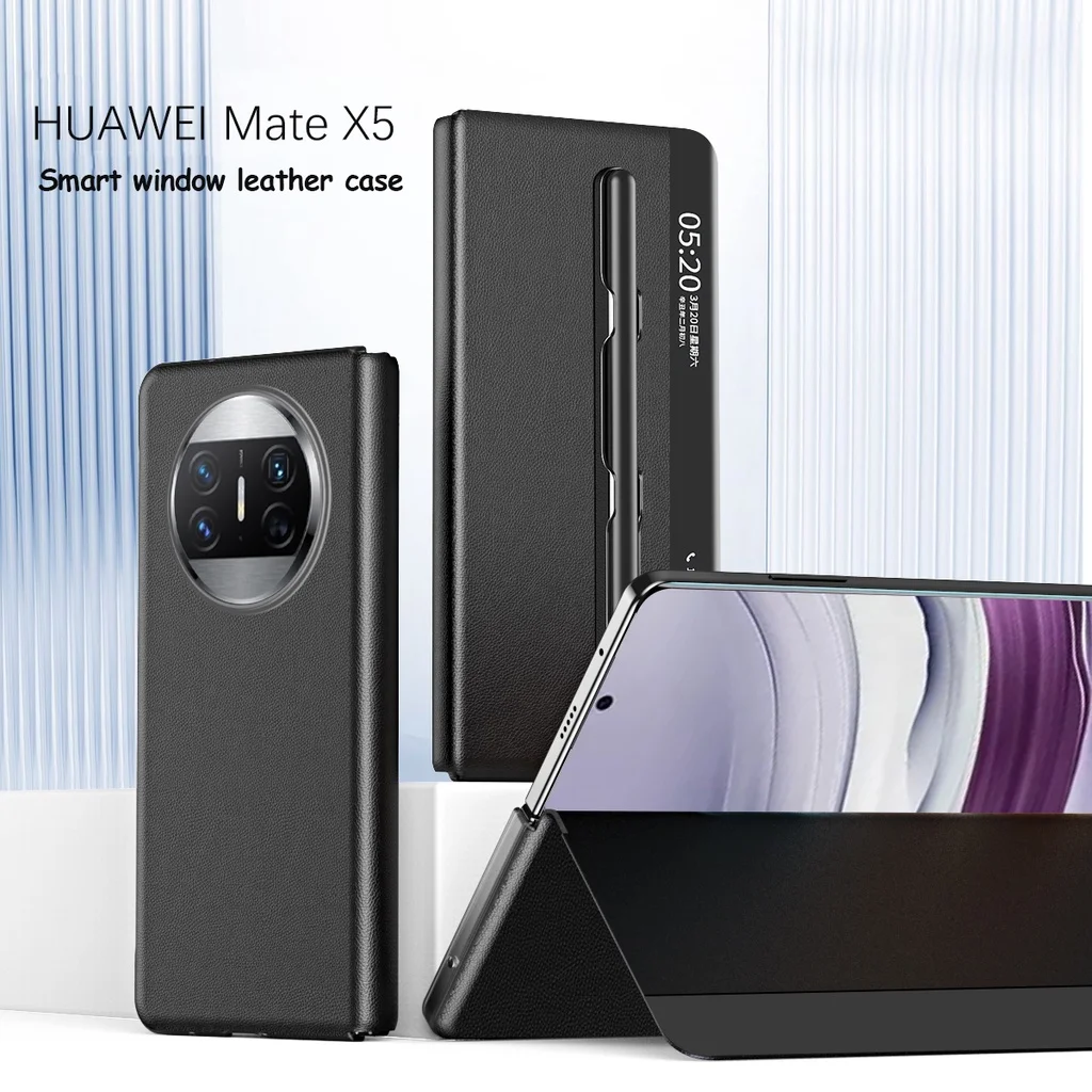 With Touch Pen Slot Cover For Huawei Mate X5 Case Leather Smart View Windows Protection For Huawei Mate X 5 5G