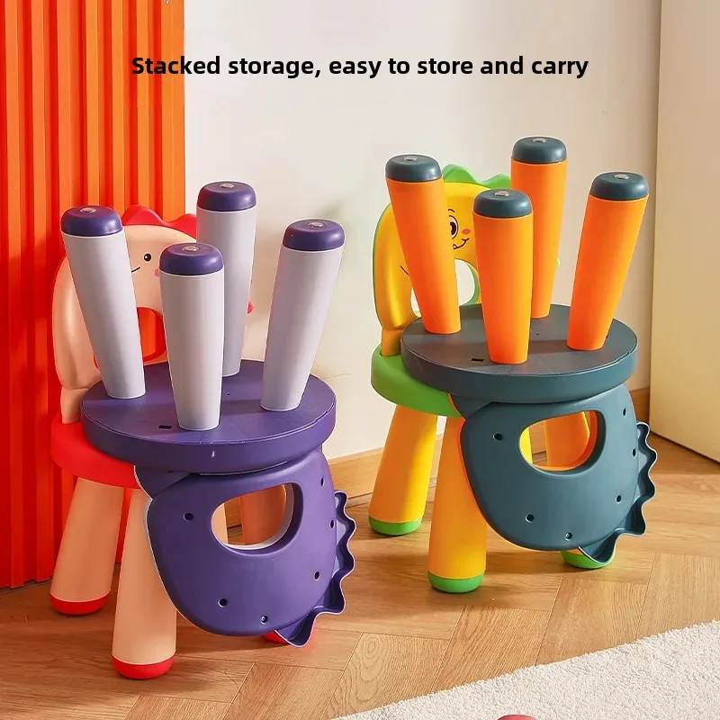 Thickened Plastic Dinosaur Back Chair Children's Stool Baby Chair Cartoon Bench Dragon Year New Model Furniture Kids' Seat