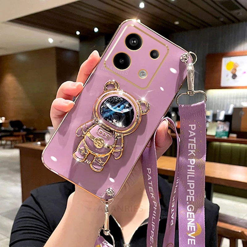 Astronaut Holder Silicone Stand Crossbody Lanyard Case