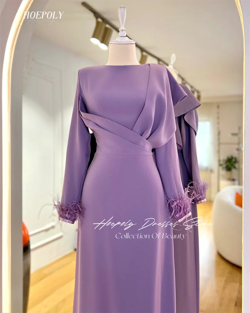 

Hoepoly O Neckline Prom Dress Ankle-Length With Full Sleeves Evening Summer Party Dress For Women2023