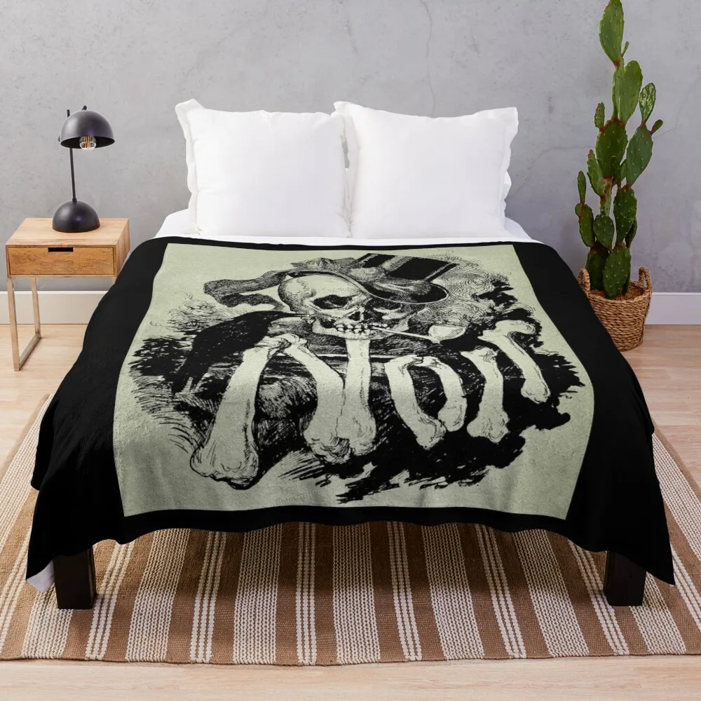 

GREAT FILM NOIR SKULL IMAGE! Throw Blanket Decorative Blankets Plaid Hair Blanket Thin Blankets For Sofa