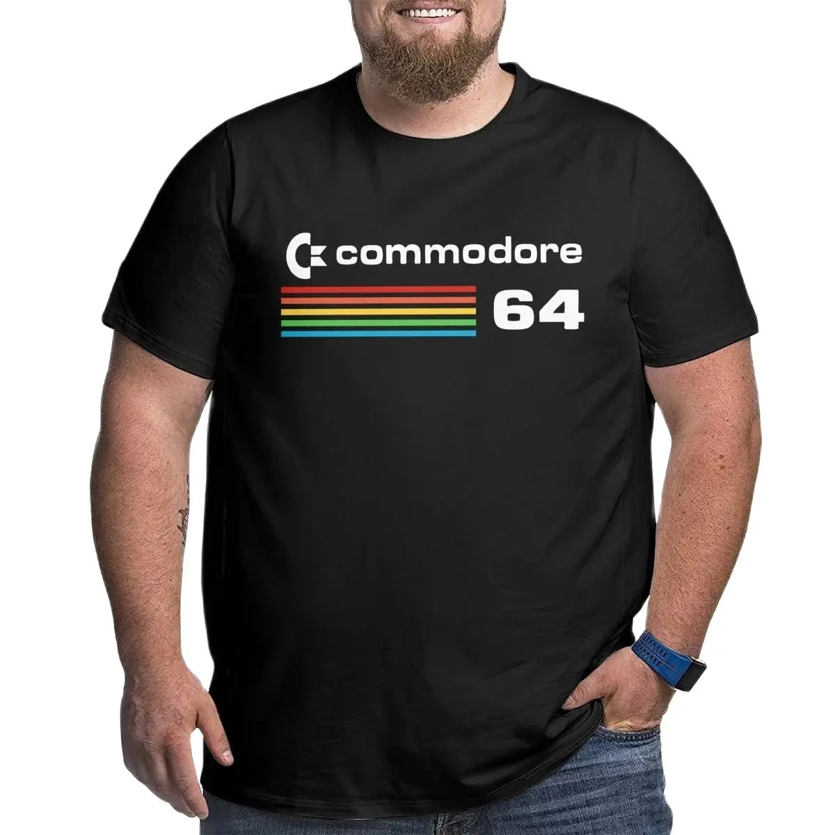 

Vintage Commodore 64 Computer T-Shirt for Men Keyboard 100% Cotton Big Tall Tee Shirt Crewneck Short Sleeve T Shirt Plus Size