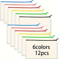 12-Pack Blank Canvas Zipper Pouch Bags, Fabric Pencil & Cosmetic Cases, DIY Craft Travel Pen Cases 1