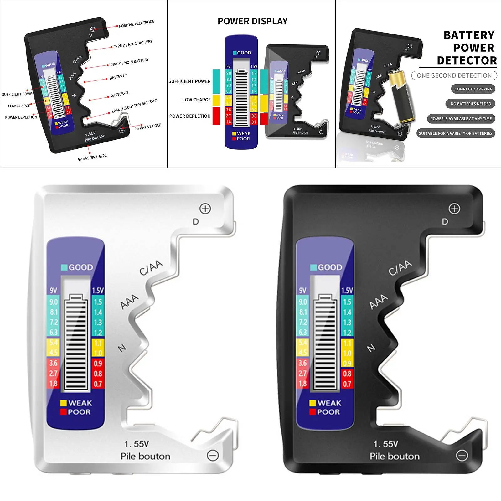 Universal Battery Tester Insulating Detector Fast Detection for Household