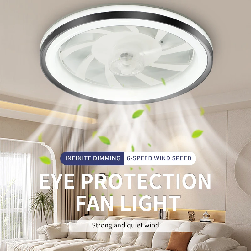Ceiling Fan LED Ceiling Fan Lights LED Fan Light Intelligent Ceiling Light with Fan Remote Control Dimming Bedroom Decoration Invisible Air Blades