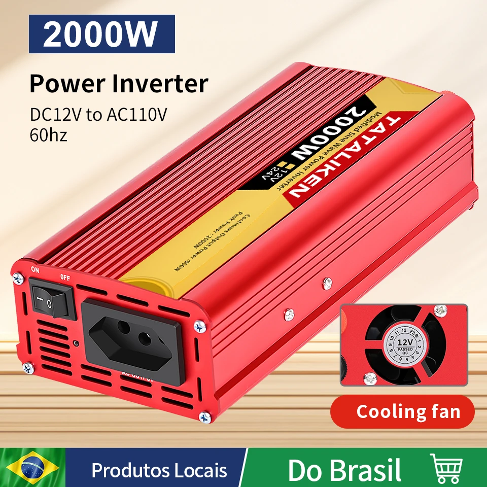 

Power Inverter 600W/1500W/2000W/2500W DC 12V/24V to AC 110V/220V Portable Car Charger Converter Brazil Socket Auto accessories