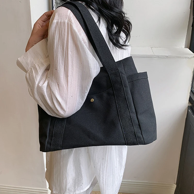 Large Capacity Canvas Tote Bags for Work Commuting Carrying Bag College Style Student Outfit Book Shoulder Bag Bolsos Para Mujer