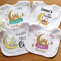 Personalised Eid Ramadan Baby Bibs Boy Girl Bib Custom Name Eid Mubarak Infant Saliva Towel Muslim Islamic Holiday Keepsake Gift 1