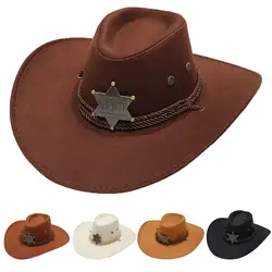 Western Cowboy Hat Big-edge Gentleman Cowgirl Jazz Gifts West Woolen Cloth Hat For Men Women Color Mongolian Caps