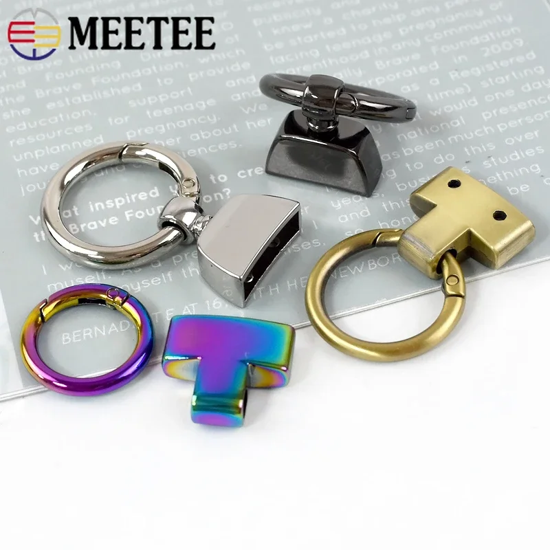 Meetee O 링 금속 버클 용수철 키 체인 웨빙 행어 후크 나사 벨 연결 걸쇠 가방 하드웨어 액세서리, 20mm, 25mm, 4 개, 10 개