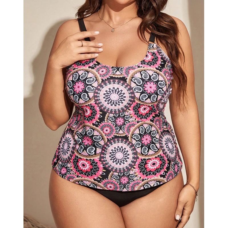

2024 New Printed Plus Size Swimwear Women Swimsuit Female Tankini Swimsuits Two Pieces Beachwear Swimming Suit For Women Bathers
