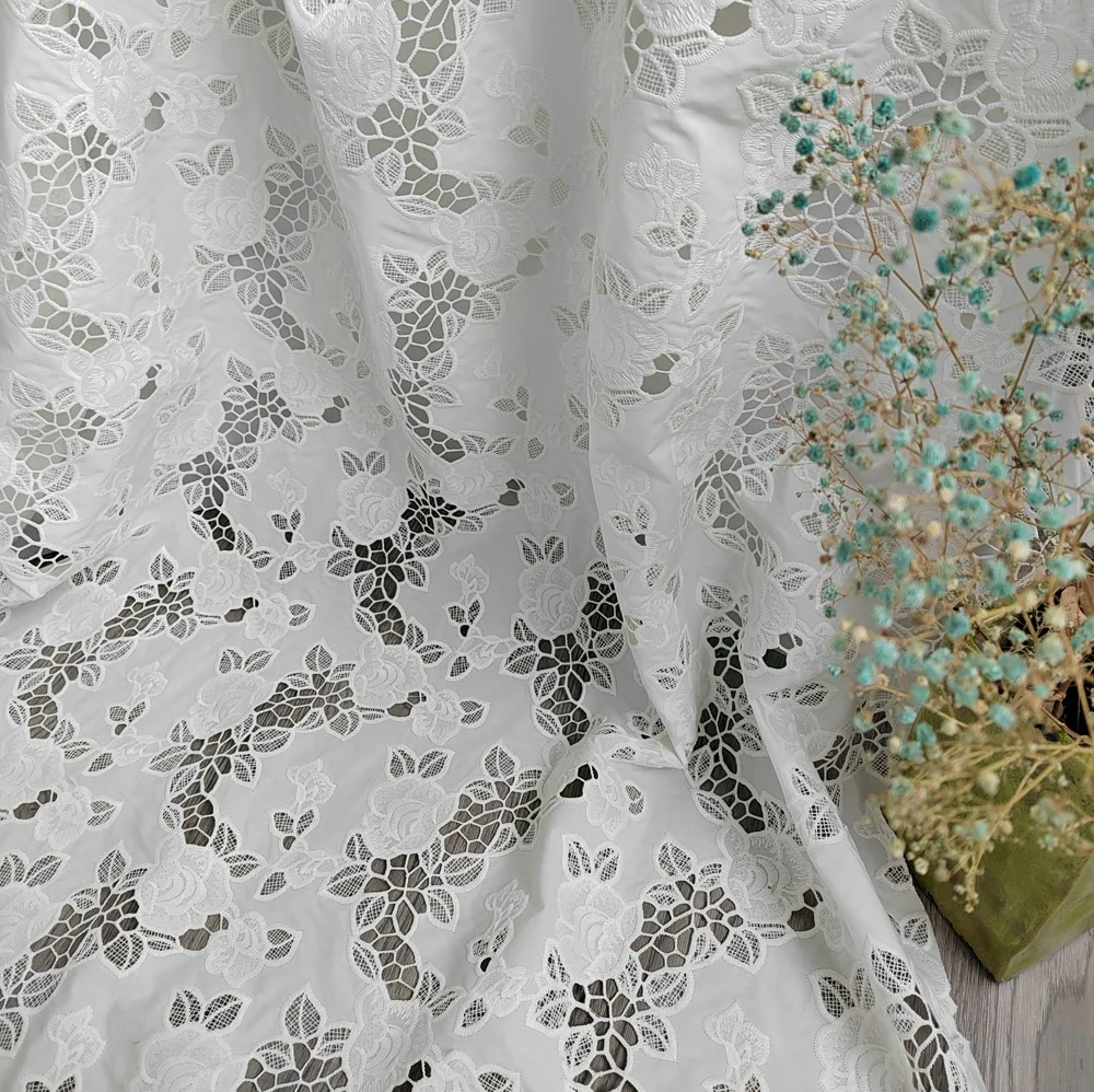 Cotton Laser Embroidery Cloth Imitation Tencel Cloth Embroidery Cotton Lace Fabric