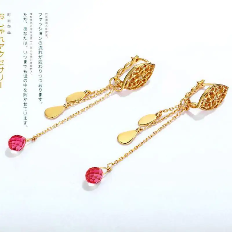 

Women Topaz Earring S925 Sterling Silver 10k Gold Plated White Zircon Pink Topaz Faceted Water Drop Beads Dangle Earrings
