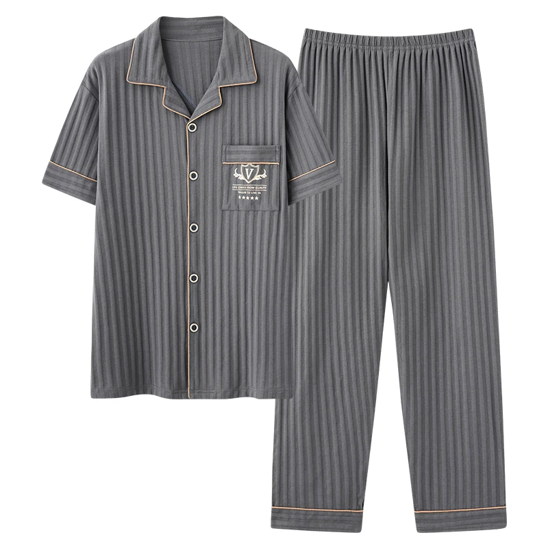 Summer Plus Pj Short Sleeved Men Pajamas Sets Male Pajama Set Oversized Pajama Sleepwear Suit Homewear Size 6XL Pullover Pijama mens pajama pants Men's Sleep & Lounge