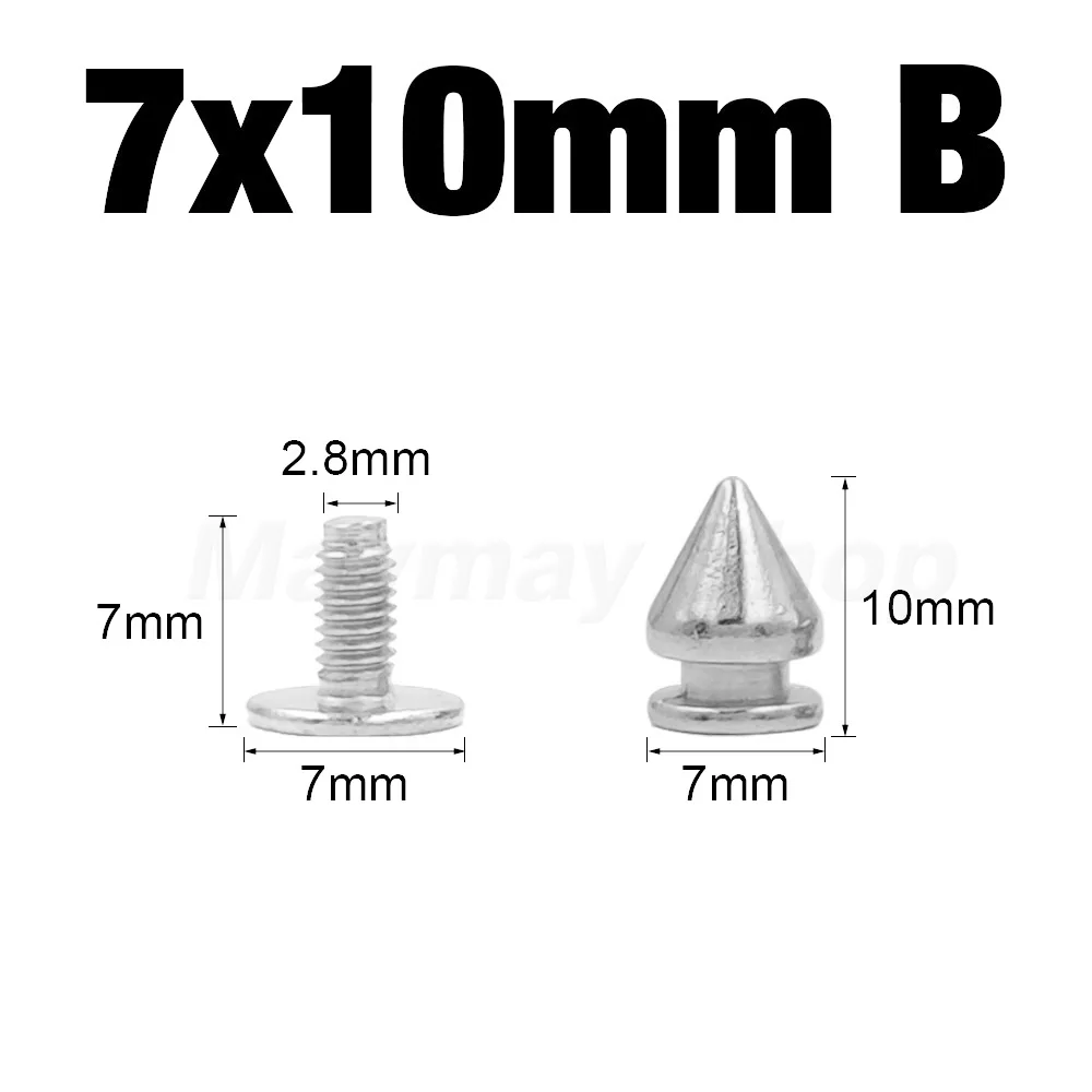 Metal Silver Bullet Spikes Rivets for Punk Rock Fashion and Leather Craft Accessories