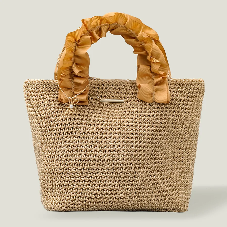 Top Handle Straw Woven Bags for Women Fashion Summer Beach Ladies