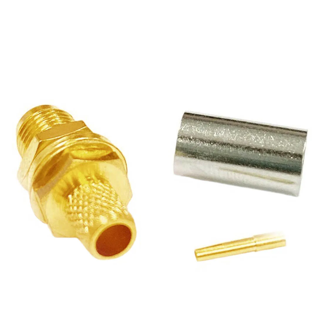 1pc SMA Connector Female Jack Nut RF Coax Modem Convertor Crimp for RG58 RG142 RG400 LMR195 Cable  Straight  Goldplated  New