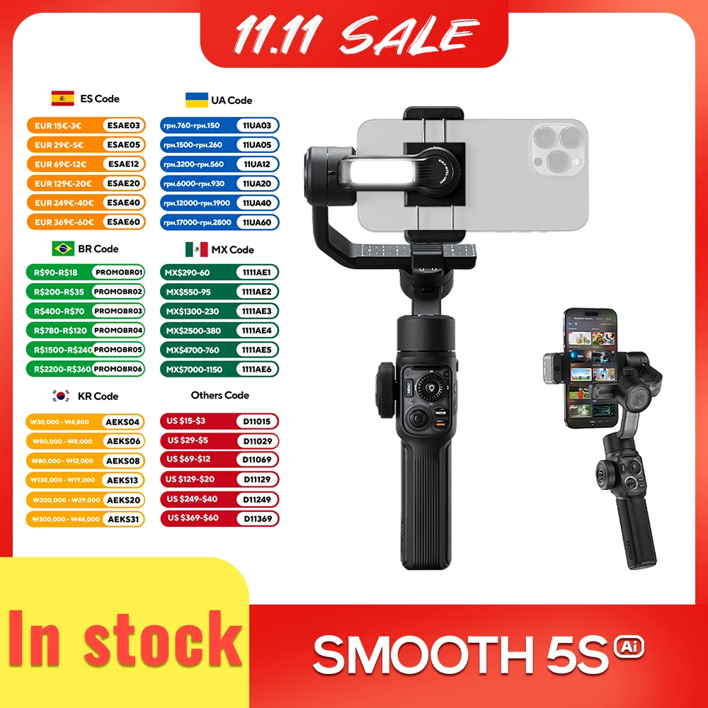 ZHIYUN Official SMOOTH 5S AI Smartphone Gimbal 3-Axis Gimbals Fill