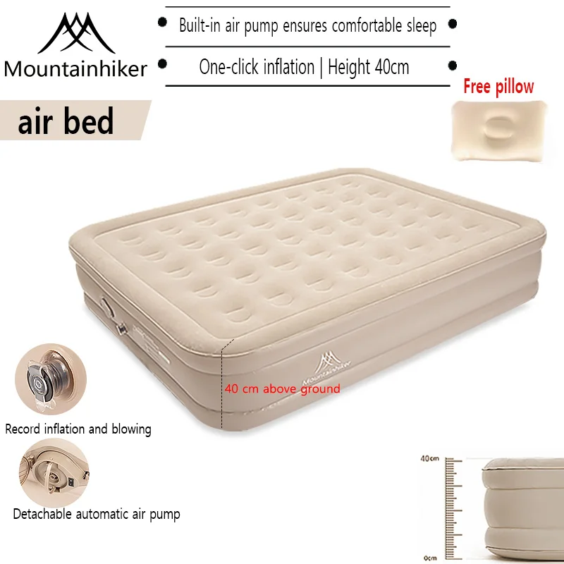 Inflatable mattress 2 person indoor camping pad PVC inflatable sleeping pad built-in pump thick luxury