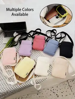 Zipper Crossbody Bag Available In Multiple Colors: Minimalist Solid Color Phone Pouch For Casual Daily Use; Personalized Nylon Crossbody Phone Bag; Women's Travel Shoulder Bag; Perfect Holiday Gift For Halloween, Christmas, And Thanksgiving 1