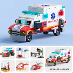 6-in-1 Emergency Rescue Vehicle Building Block Set (Opp bag 122pcs)
