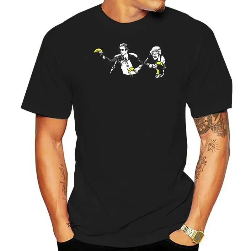 After Banksy T Shirt Butch Cassidy Bananas Gunfight Cult Movie Street Art |